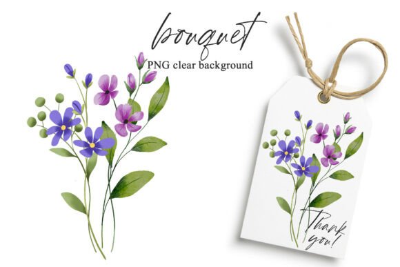 Download Watercolor Flowers Clipart Bouquet, PNG. - Premium Bundle