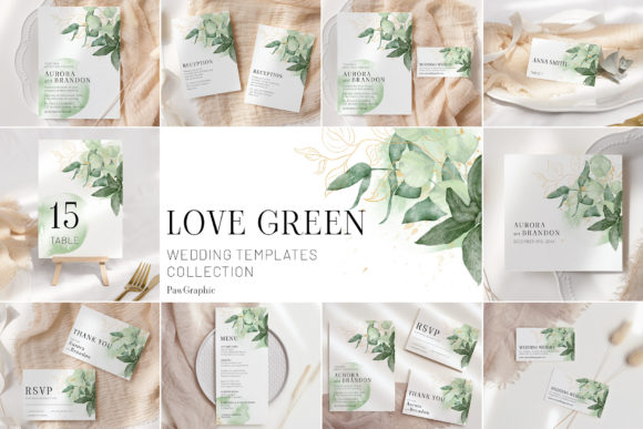 Download Greenery Gold Wedding Template Cards - Gold Collection